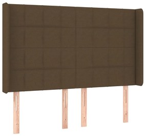 Letto a Molle Materasso e LED Marrone Scuro 140x200 cm Tessuto