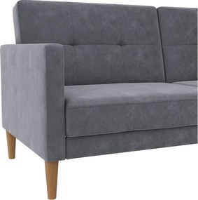 Divano grigio allungabile con rivestimento in velluto 207 cm Lilly – Støraa