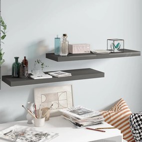 Scaffali A Parete 2 Pz Grigio Lucido 80x23,5x3,8 Cm İn Mdf /