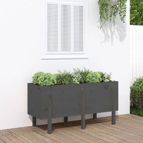 Fioriera Rialzata Da Giardino Grigia 121x50x57 Cm Massello Pino /