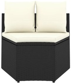 Set Divani da Giardino 7 pz con Cuscini in Polyrattan Nero