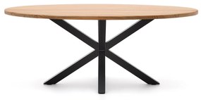Kave Home - Tavolo ovale Argo di legno massello di acacia e gambe in acciaio con finitura nera Ã˜200x10