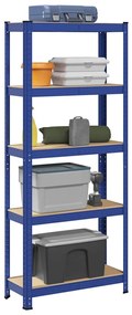 Mensola 5 Strati Blu İn Acciaio E Legno Multistrato /