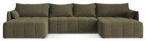 Divano angolare color kaki allungabile/con contenitore (a U) Moku – Makamii