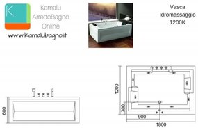 Kamalu - vasca idromassaggio installazione angolare per due persone modello 1200k