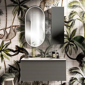 Mobile bagno sospeso con lavabo L 80 x H 40 cm grigio carbone 1 cassetto per vasca centrale Pixel