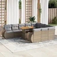 Set Divani da Giardino 11 pz con Cuscini Beige in Polyrattan 3327314