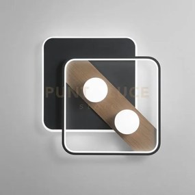 Plafoniera led cricket nera e legno 40w 4540lm cct 3000k 4000k 6500...