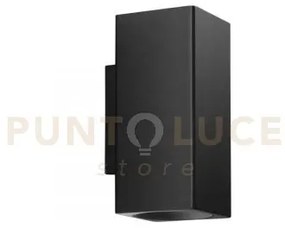 Applique a parete duduk quadrata nera 2 luci attacco gu10 10x8x18cm...