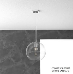 Sosp. ottone sat. 1 luce grande trasparente 1155os-sg-tr