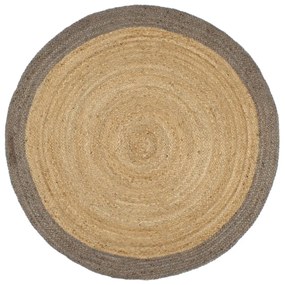 Tappeto Lavorato A Mano İn Juta Con Bordo Grigio 180 Cm /
