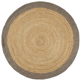 Tappeto Lavorato A Mano İn Juta Con Bordo Grigio 180 Cm /