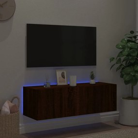 Mobile tv a parete con luci led rovere marrone 100x35x31 cm