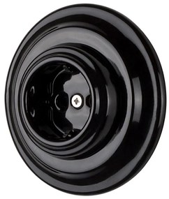 Bohemia-Design - Presa domestica in porcellana stile retrò con placca SCHUKO 250V/16A nera