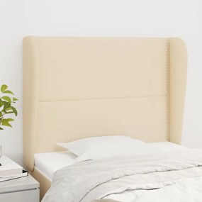 Testiera Ad Orecchio Crema 83x23x118/128 Cm İn Tessuto /
