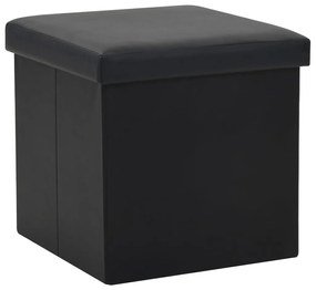 Sgabello Pieghevole Con Contenitore Nero İn Similpelle /