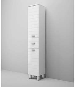 Colonna Portaoggetti a Terra 195 Cm Due Ante Un Cassetto Savini "Rigo" Bianco Lucido