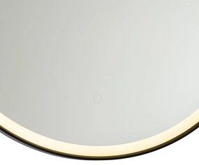 Specchio da bagno nero 70 cm incluso LED con dimmer tattile - Miral