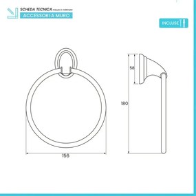 Portasciugamani a muro ad anello in acciaio cromato Facile