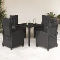 Set da Pranzo da Giardino 5 pz Nero con Cuscini in Polyrattancod mxl 90729