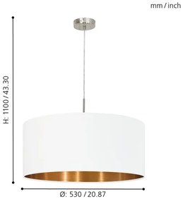 Eglo 95045 - Lampadario PASTERI 1xE27/60W/230V