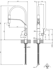 Miscelatore lavello cucina semi pro orientabile con doccetta doppio getto estraibile finox 149 Mesh Tapware 60005 Gessi