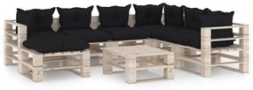 Set divani da giardino pallet 8 pz con cuscini in legno di pino