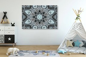 Quadro su tela – Mandala con motivo indiano in azzurro