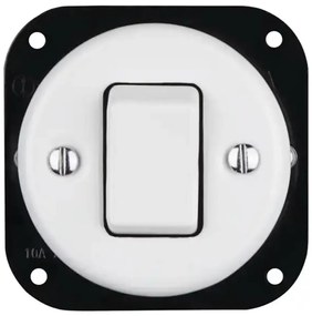 Bohemia-Design - Interruttore retrò in porcellana singolo senza cornice n. 7 bianco