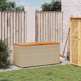 Contenitore da giardino beige 110x50x54 cm polyrattan e acacia