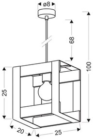 Lampadario a sospensione con filo VARNA 1xE27/40W/230V quercia