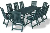 Set da Pranzo da Giardino 11 pz in Plastica Verde 275082