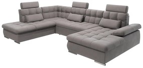 Divano angolare grigio allungabile e con contenitore (con penisola a sinistra/a U) Merkur – Ropez
