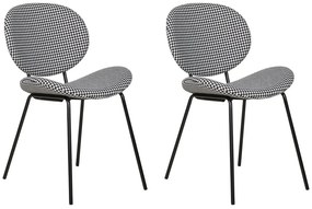 Set di 2 sedie da pranzo tessuto bianco e nero LUANA Beliani