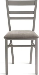 Sedia imbottita in tessuto Grigio Chiaro e sruttura in legno HOLLY 2 sedie