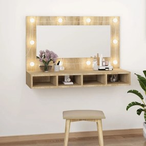 Mobile A Specchio Con Led Rovere Sonoma 90x31,5x62 Cm /