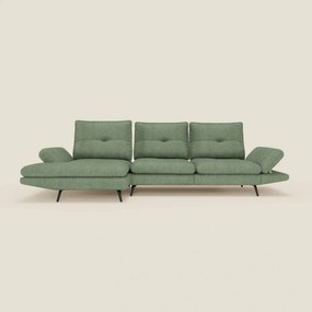 Ardex Divano con penisola - schienali traslanti e braccioli regolabili in elegante tessuto impermeabile T06 verde