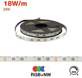 Striscia LED Professional - RGBW Natural White  - IP20 - 18W/m - 5m - 24V Colore RGBW
