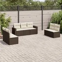 Set Divani da Giardino 7 pz con Cuscini Marrone in Polyrattancod mxl 88394