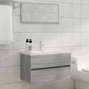 Set Mobili Da Bagno 2 Pz Grigio Sonoma İn Legno Multistrato /