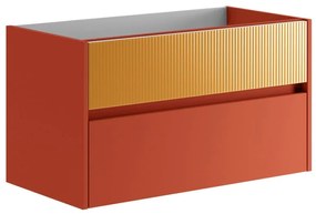Mobile da bagno sotto lavabo Niwa rosso laccato opaco L 89.5 x H 50 x P 45.5 cm 2 cassetti, lavabo non incluso