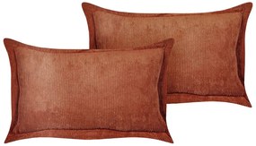 Set di 2 cuscini velluto marrone oro 47 x 27 cm ZINNIA Beliani