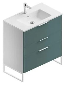 Mobile sottolavabo e lavabo Quadra per vasca centrale bianco/mirto in mdf L 80 x H 93 x P 46 cm 3 cassetti