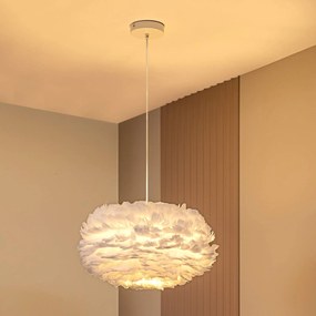 Lampada a sospensione Lindby Heven, Ø 50 cm, bianco, plastica, E27