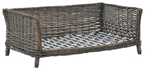 Cesta per cani con cuscino grigio 90x54x35 cm salice naturale