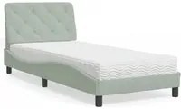 Letto con Materasso Grigio Chiaro 90x200 cm in Velluto 3208634