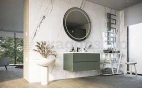 Mobile bagno verde muschio 120x46 cannettato Urbino due cassetti con lavabo in ceramica frontale