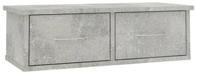 Scaffale cassetti a muro grigio cemento 60x26x18,5cm truciolato