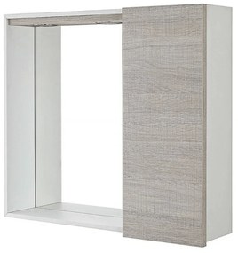 Specchio Contenitore 68x61 Cm Un'Anta Con Illuminazione Led Feridras "Mondo 2.0" Bianco/Rovere Chiaro