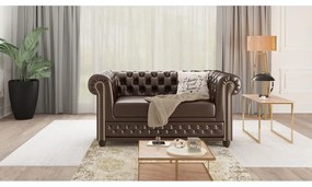 Divano letto marrone scuro in similpelle 148 cm York - Ropez